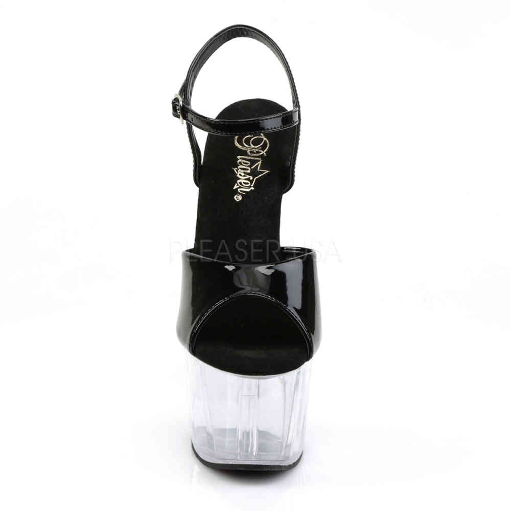 Pleaser - ADORE709 KnöchelriemenSandale, Poledance Schuhe - Pole dance schuhe - Schwarz/Transparent